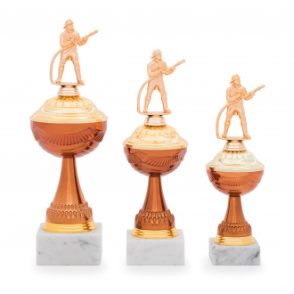 Pohár EDICE HASIČI, výška 29 cm, bronzový/zlatý