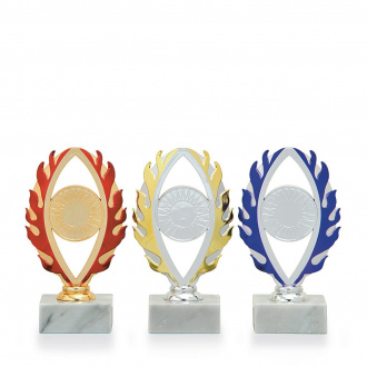 Plaketa se symbolem plamene, výška 18 cm, zlatý/červený