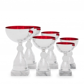 Pohár EKONOM, výška 12 cm, stříbrný/červený
