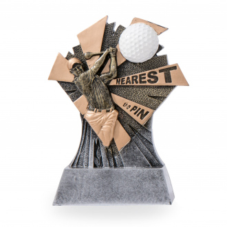 Trofej se symbolem golfu, výška 16 cm, vícebarevná