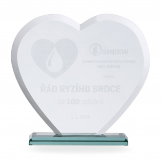 Skleněná plaketa s laserovým gravírováním, 160x180 mm