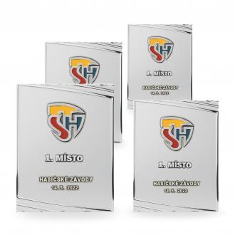 Plechová plaketa s plnobarevným tiskem, 85x130mm